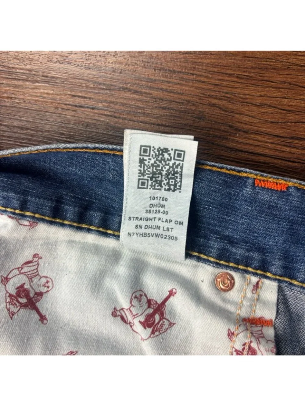 True Religion Straight Jeans Distressed Medium Wash Big T Flap Men’s Size 38